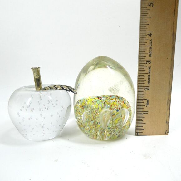 Art Glass Paperweights Lot of 8 Egg Sphere Swirl Bubbles Colorful - Picture 2 of 5